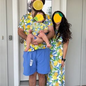 Vibrant Lemon Print Family Outfit
